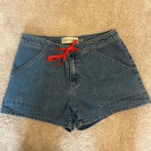 Vintage jean shorts with red detailing